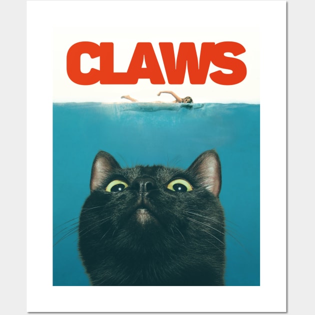 Claws Cat - Jaws Parody T Wall Art by Bodega Cats of New York